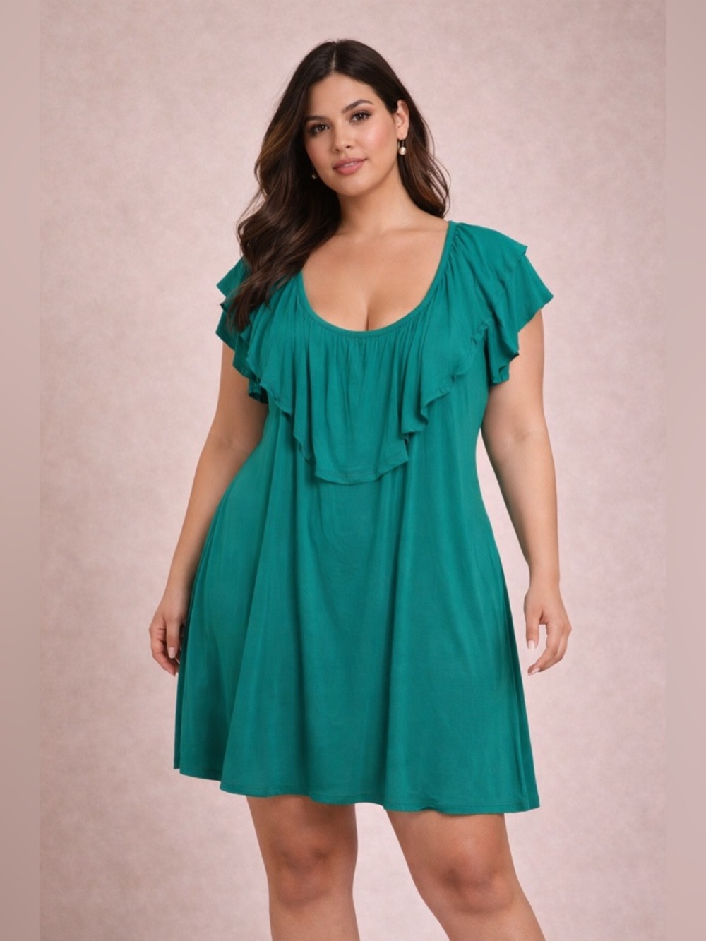 ✨ Teal Flutter Sleeve Pocket Dress Size 2X